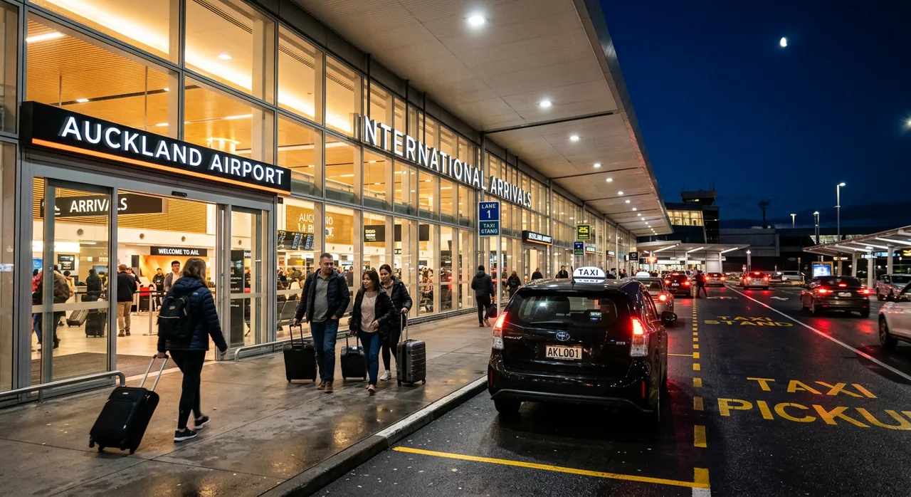 Late-night arrivals at Auckland Airport
